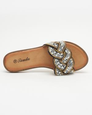 Čierne dámske papuče s korálkami a perličkami Cetera - Topánky #2 small
