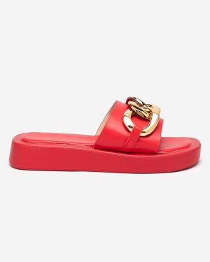 Červené dámske papuče so zlatou retiazkou Reteris - Obuv #1 small