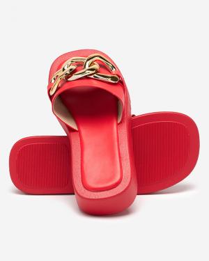 Červené dámske papuče so zlatou retiazkou Reteris - Obuv #2 small