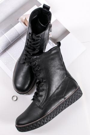 Čierne členkové šnurovacie topánky 2-25245 #1 small