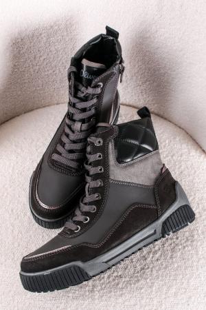 Čierne členkové šnurovacie topánky 5-25239