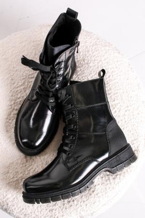 Čierne členkové šnurovacie topánky 2-25232 #1 small