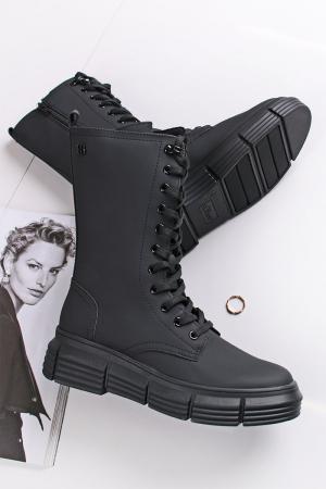 Čierne stredne vysoké šnurovacie topánky 5-25211 #1 small