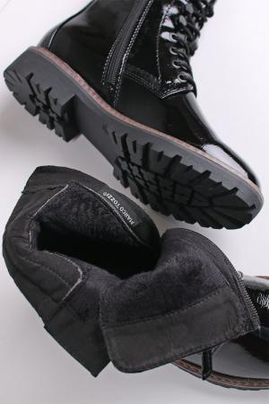 Čierne lakované členkové topánky 2-25233 #1 small
