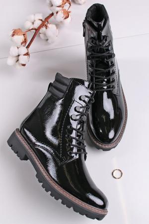 Čierne lakované členkové topánky 2-25233 #2 small
