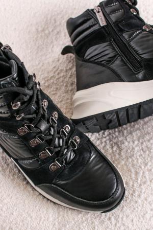 Čierne kožené šnurovacie topánky na platforme 160293 #1 small