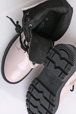 Smotanové lakované členkové šnurovacie topánky 5-25215 #2 small