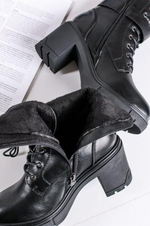 Čierne členkové šnurovacie topánky na hrubom podpätku 4295706 #1 small
