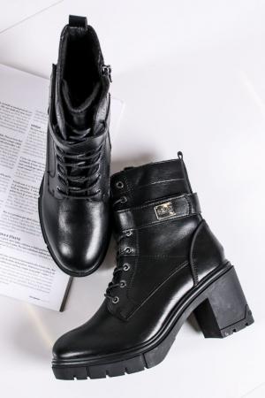 Čierne členkové šnurovacie topánky na hrubom podpätku 4295706 #2 small