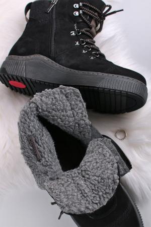 Čierne kožené pohodlné členkové topánky 8-86219 #1 small