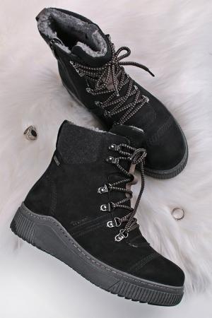 Čierne kožené pohodlné členkové topánky 8-86219 #2 small