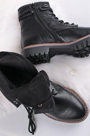 Čierne členkové šnurovacie topánky 5-25237 #2 small