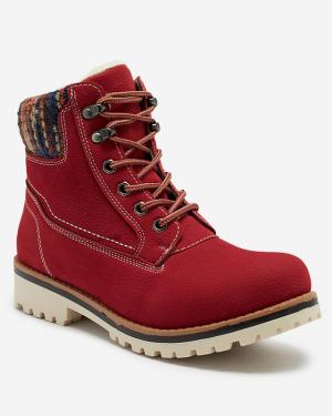 Dámske zateplené topánky typu trapper v červenej farbe Ebrac- Obuv