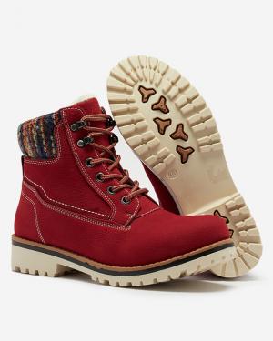 Dámske zateplené topánky typu trapper v červenej farbe Ebrac- Obuv #2 small