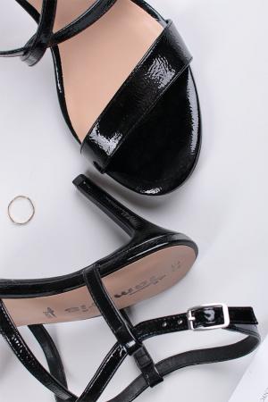 Čierne lakované sandále na tenkom podpätku 1-28395 #2 small