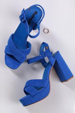 Modré sandále na hrubom podpätku 170787 #2 small