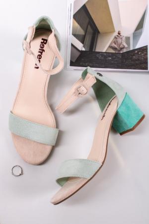 Zeleno-béžové sandále na hrubom podpätku 170790 #1 small