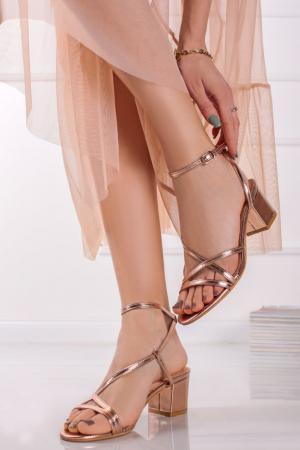 Ružovozlaté sandále na hrubom podpätku Cecilia