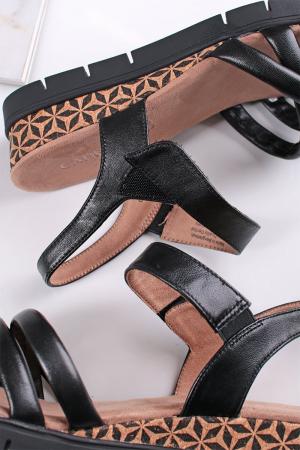 Čierne kožené sandále na platforme 9-28709 #1 small