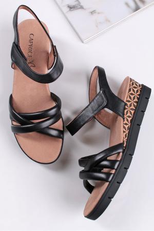Čierne kožené sandále na platforme 9-28709 #2 small