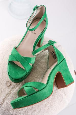 Zelené sandále na hrubom podpätku 5-28318 #1 small