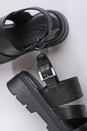 Čierne kožené sandále 5-28200 #1 small