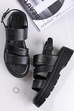 Čierne kožené sandále 5-28200 #2 small