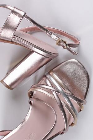 Ružovozlaté sandále na hrubom podpätku 2-28324-20 #1 small
