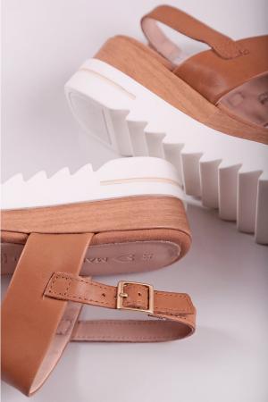 Svetlohnedé kožené platformové sandále 2-28717 #2 small