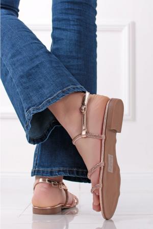 Ružovozlaté nízke sandále s kamienkami Inès #1 small