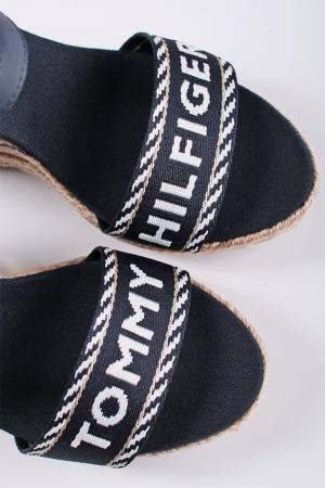 Tmavomodré kožené platformové sandále Seasonal Webbing Wedge #1 small