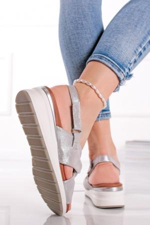 Sivé kožené sandále na platforme 9-28300 #3 small