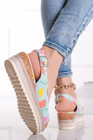 Viacfarebné vzorované platformové sandále 8-29660 #1 small