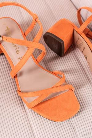 Oranžové sandále na hrubom podpätku 1-28204 #2 small