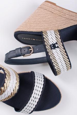 Béžovo-modré platformové sandále Golden Webbing Wedge #1 small