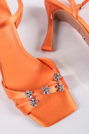 Oranžové sandále na tenkom podpätku 1-28030 #1 small