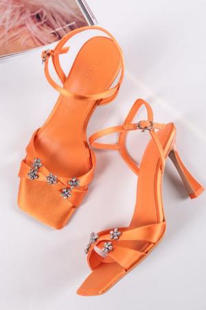 Oranžové sandále na tenkom podpätku 1-28030 #2 small