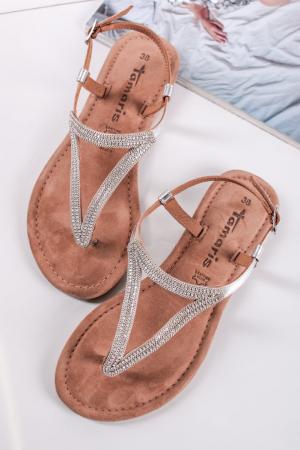 Strieborné kožené nízke sandále 1-28125 #1 small