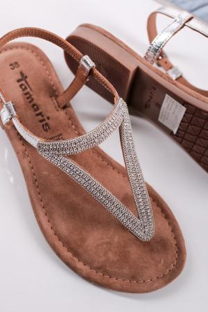 Strieborné kožené nízke sandále 1-28125 #2 small