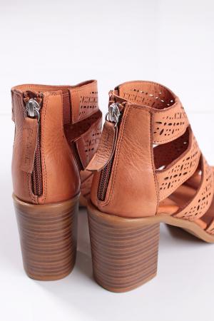 Hnedé kožené sandále na hrubom podpätku 160694 #1 small