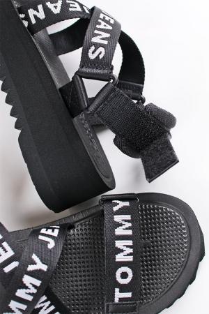 Čierne platformové sandále Webbing Logo Strap Flatform #1 small