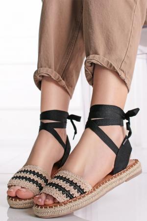 Béžovo-čierne šnurovacie sandále Selmy