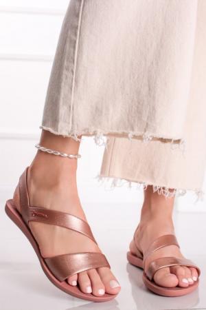 Ružovozlaté nízke gumené sandále Vibe