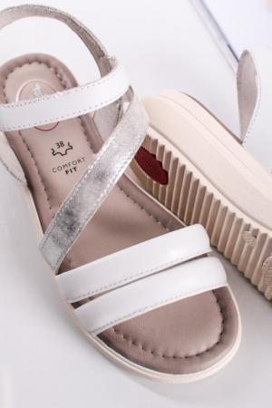 Strieborno-biele kožené pohodlné sandále 8-88202 #2 small