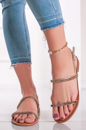Zlaté nízke sandále s kamienkami Norah